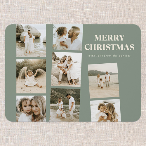 Tilted Tiles Holiday Card, Green, 5x7 Flat, Write Your Own, Matte, Signature Smooth Cardstock, Rounded, Green