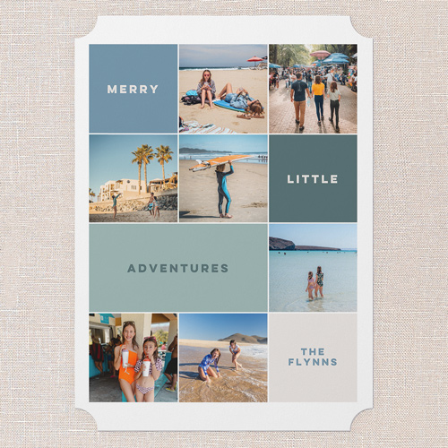 Merry Adventures Holiday Card, Blue, 5x7 Flat, Write Your Own Greeting, Matte, Signature Smooth Cardstock, Ticket