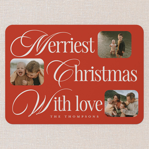 Elegant Festive Tidings Holiday Card, Red, 5x7 Flat, Christmas, 100% Recycled Cardstock ?, Rounded