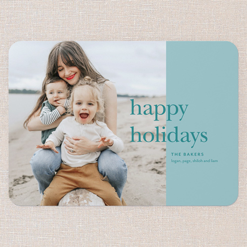 Simple Joyful Moments Holiday Card, Blue, 5x7 Flat, Holiday, Matte, Signature Smooth Cardstock, Rounded