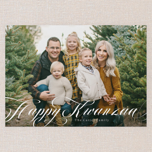 Swirling Sentiments Holiday Card, White, 5x7 Flat, Kwanzaa, Matte, Signature Smooth Cardstock, Square, White