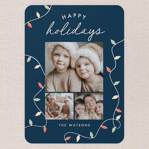 All The Lights Holiday Card, Blue, 5x7 Flat, Holiday, Matte, Signature Smooth Cardstock, Rounded, Navy