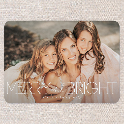 Genuine Greeting Holiday Card, White, 5x7 Flat, Christmas, Pearl Shimmer Cardstock, Rounded