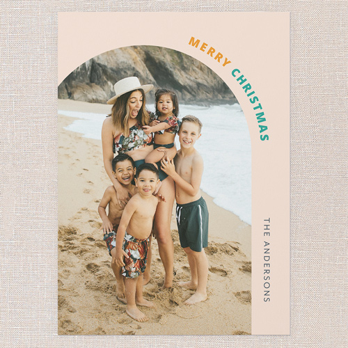 Festive Arch Holiday Card, Beige, 5x7 Flat, Christmas, 100% Recycled Cardstock , Square, Cashmere Pink