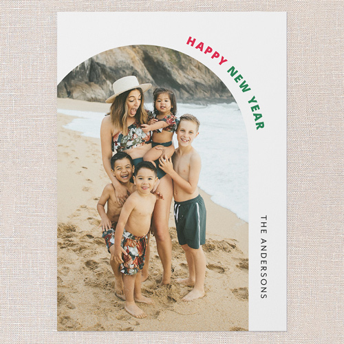 Festive Arch Holiday Card, White, 5x7 Flat, New Year, Pearl Shimmer Cardstock, Square, White