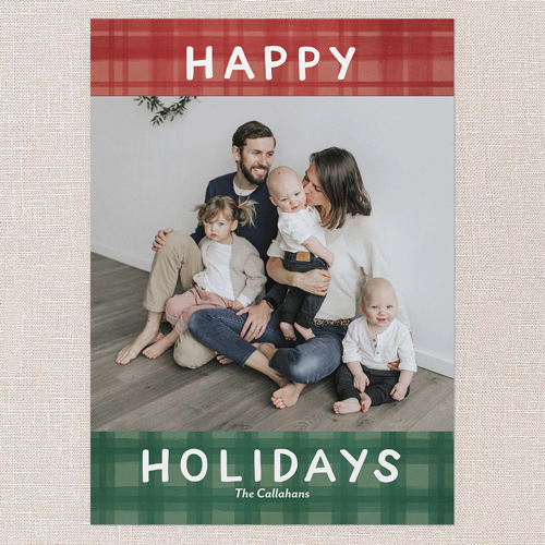 Pretty In Plaid Holiday Card, Red, 5x7 Flat, Holiday, Matte, Signature Smooth Cardstock, Square, Red