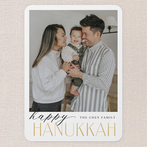 Merry Modern Tidings Holiday Card, White, 5x7 Flat, Hanukkah, Standard Smooth Cardstock, Rounded, White