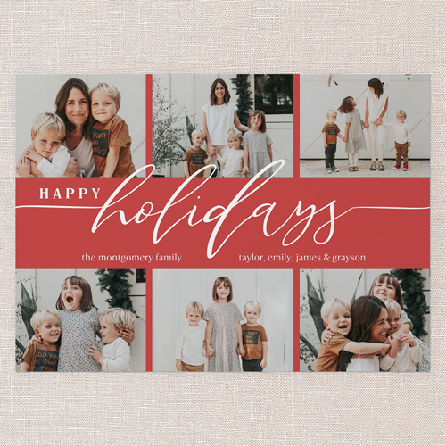 Hand Lettered Charm Holiday Card, Red, 5x7 Flat, Holiday, Pearl Shimmer Cardstock, Square, Red