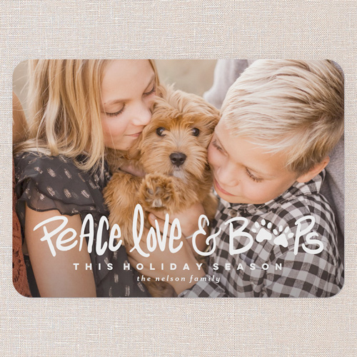 Peace Love Boops Holiday Card, White, 5x7 Flat, Holiday, Standard Smooth Cardstock, Rounded, White