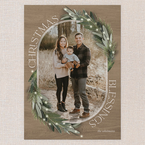Lush Evergreen Elegance Holiday Card, Beige, 5x7 Flat, Religious, Matte, Signature Smooth Cardstock, Square, Tan