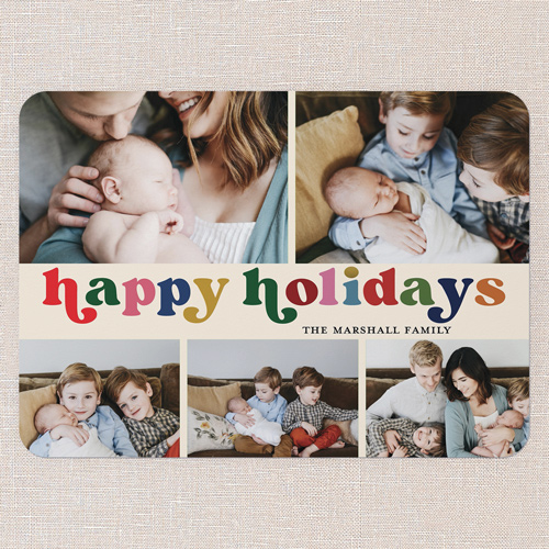 Multi Rainbow Holiday Card, White, 5x7 Flat, Holiday, 100% Recycled Cardstock , Rounded, Almond