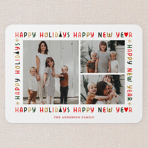 Multi Wrapped Holiday Card, White, 5x7 Flat, Holiday, Matte, Signature Smooth Cardstock, Rounded, White