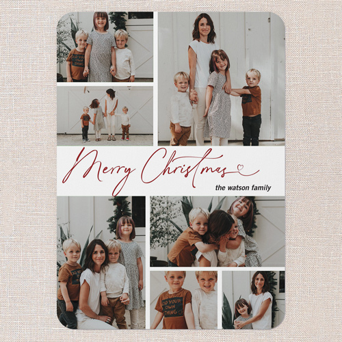 Simple Sleek Holiday Card, White, 5x7 Flat, Christmas, Pearl Shimmer Cardstock, Rounded, White