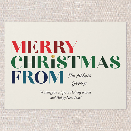 Dashing Greeting Holiday Card, Beige, 5x7 Flat, Christmas, 100% Recycled Cardstock , Square, Cream