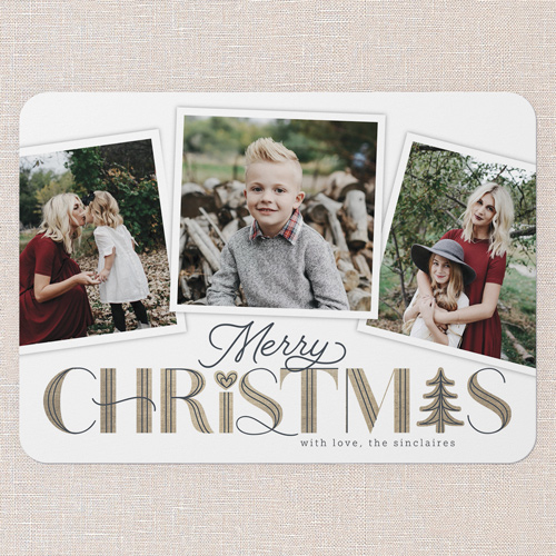 Lines Of Love Holiday Card, White, 5x7 Flat, Christmas, 100% Recycled Cardstock , Rounded, White