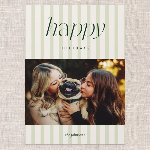 Soft Pinstripe Holiday Card, Green, 5x7 Flat, Holiday, Matte, Signature Smooth Cardstock, Square, Grove