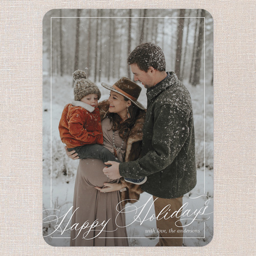 Classic Outlined Holiday Card, none, White, 5x7 Flat, Holiday, Matte, Signature Smooth Cardstock, Rounded, White