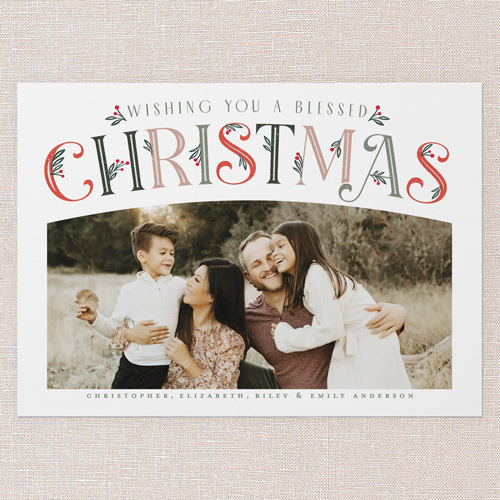 Spectacular Deco Holiday Card, White, 5x7 Flat, Religious, 100% Recycled Cardstock , Square, White