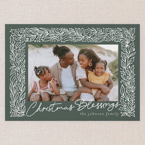 Sketched Botanicals Holiday Card, Green, 5x7 Flat, Religious, 100% Recycled Cardstock , Square, Tree