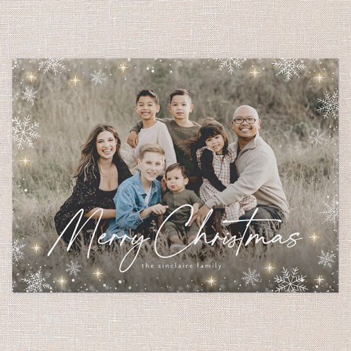 Snowflake Glow Holiday Card, White, 5x7 Flat, Christmas, Luxe Double-Thick Cardstock, Square, White