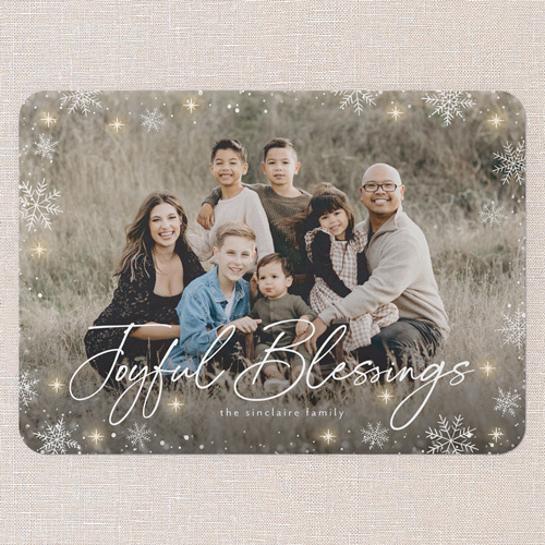 Snowflake Glow Holiday Card, White, 5x7 Flat, Religious, Pearl Shimmer Cardstock, Rounded, White