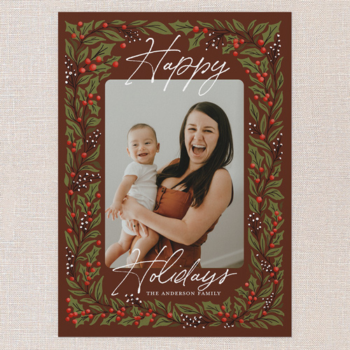 Artistic Botanicals Holiday Card, Red, 5x7 Flat, Holiday, Matte, Signature Smooth Cardstock, Square, Gamay