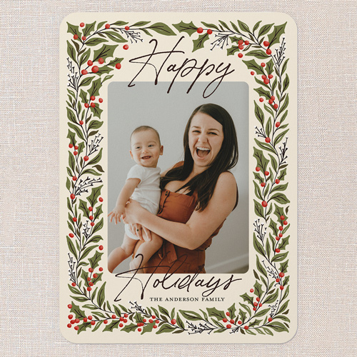 Artistic Botanicals Holiday Card, Beige, 5x7 Flat, Holiday, Matte, Signature Smooth Cardstock, Rounded, Cream