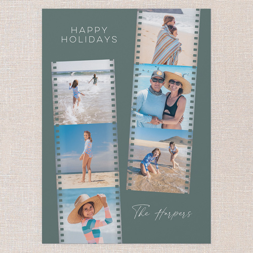 Editable Filmstrip Holiday Card, Green, 5x7 Flat, Holiday, Matte, Signature Smooth Cardstock, Square, Forest