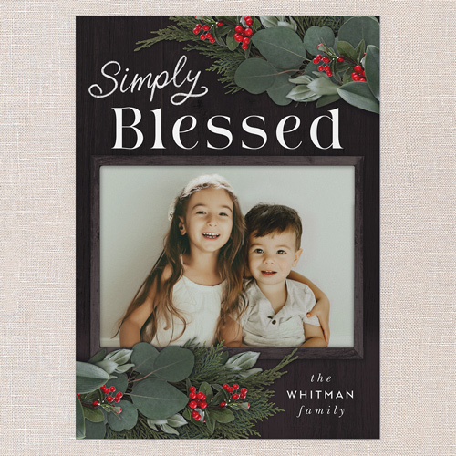 Framed Evergreen Holiday Card, Black, 5x7 Flat, Religious, Standard Smooth Cardstock, Square, Black