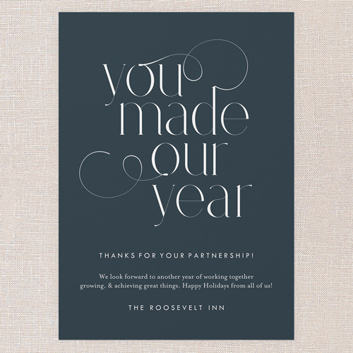 Clean Flourish Holiday Card, Blue, 5x7 Flat, Holiday, Pearl Shimmer Cardstock, Square, Nautical