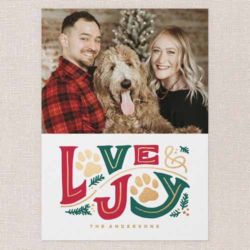 Love Joy Paws Holiday Card, White, 5x7 Flat, Holiday, Luxe Double-Thick Cardstock, Square, White