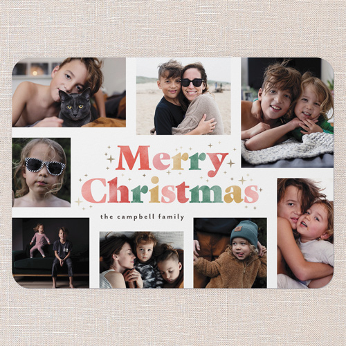 Textured Letters Holiday Card, White, 5x7 Flat, Christmas, Matte, Signature Smooth Cardstock, Rounded, White