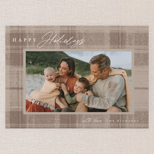Tonal Plaid Holiday Card, Beige, 5x7 Flat, Holiday, 100% Recycled Cardstock , Square, Rye