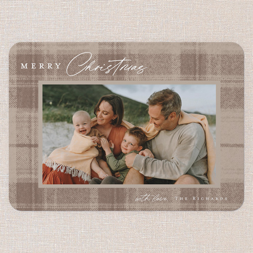 Tonal Plaid Holiday Card, Beige, 5x7 Flat, Christmas, Matte, Signature Smooth Cardstock, Rounded, Rye