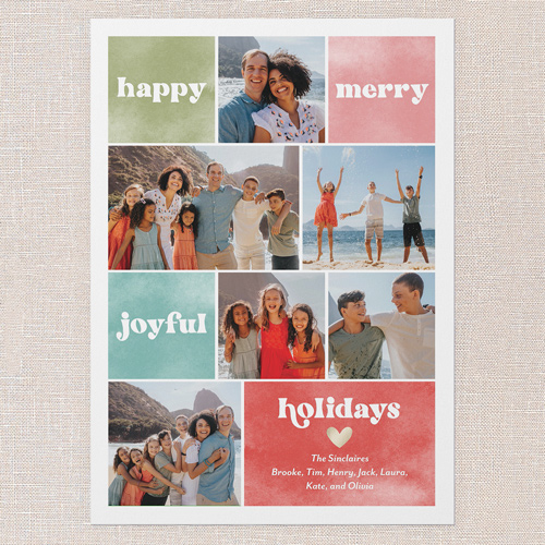 Watercolor Squares Holiday Card, Orange, 5x7 Flat, Holiday, Standard Smooth Cardstock, Square, Blaze