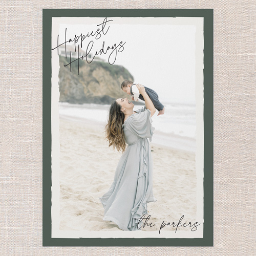 Signature Frame Holiday Card, Green, 5x7 Flat, Holiday, 100% Recycled Cardstock , Square, Tree