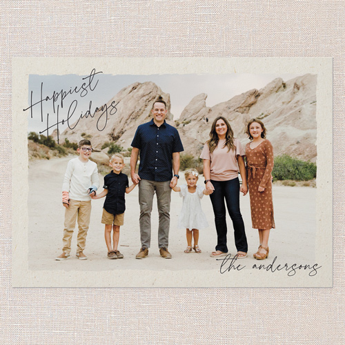 Signature Texture Holiday Card, Beige, 5x7 Flat, Holiday, Pearl Shimmer Cardstock, Square, Beige