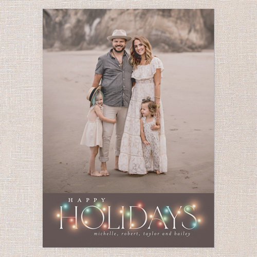 Lit Type Holiday Card, none, Grey, 5x7 Flat, Holiday, Matte, Signature Smooth Cardstock, Square, Cobblestone