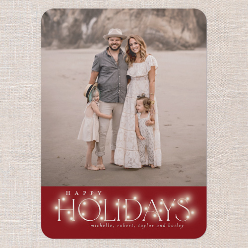 Lit Type Holiday Card, none, Red, 5x7 Flat, Holiday, Pearl Shimmer Cardstock, Rounded, Red