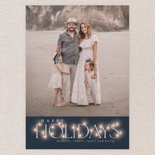Lit Type Holiday Card, none, Blue, 5x7 Flat, Holiday, Pearl Shimmer Cardstock, Square, Navy