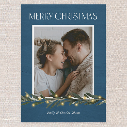 Minimal Botanical Holiday Card, Blue, 5x7 Flat, Christmas, 100% Recycled Cardstock , Square, Neptune