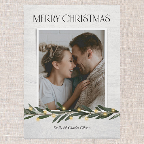 Minimal Botanical Holiday Card, White, 5x7 Flat, Christmas, Standard Smooth Cardstock, Square, White