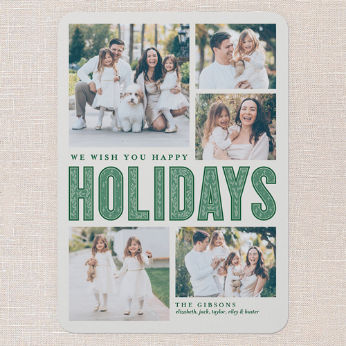 Pattern Type Holiday Card, Grey, 5x7 Flat, Holiday, Matte, Signature Smooth Cardstock, Rounded, Whisper Gray