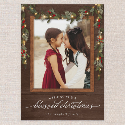 Gorgeous Frosty Garland Holiday Card, Brown, none, 5x7 Flat, Religious, Matte, Signature Smooth Cardstock, Square, Deep Chocolate