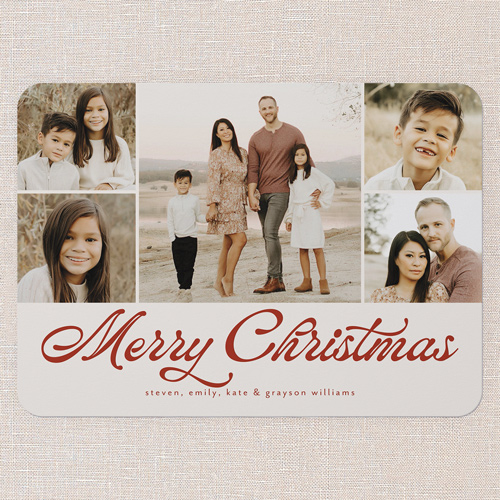 Timeless Gallery Holiday Card, Red, 5x7 Flat, Christmas, Pearl Shimmer Cardstock, Rounded, Cinnamon