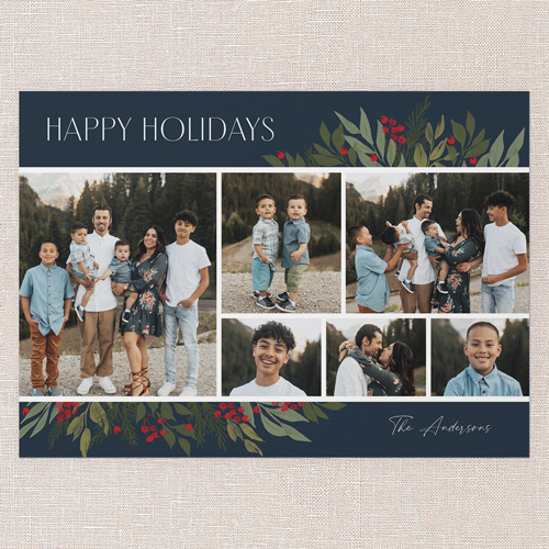 Botanicals Gallery Holiday Card, Blue, 5x7 Flat, Holiday, Pearl Shimmer Cardstock, Square, Cobalt