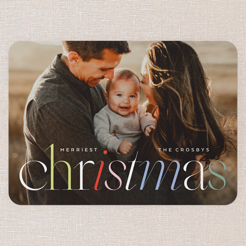 Chroma Serif Holiday Card, Green, 5x7 Flat, Christmas, Standard Smooth Cardstock, Rounded, Spruce
