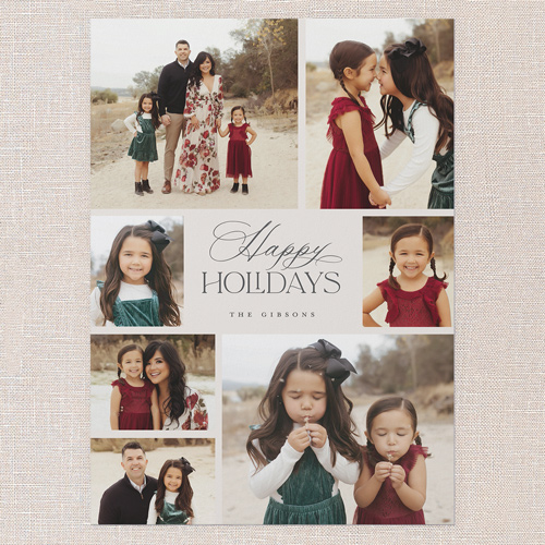 Joyous Grid Holiday Card, Gray, 5x7 Flat, Holiday, Pearl Shimmer Cardstock, Square, Gray