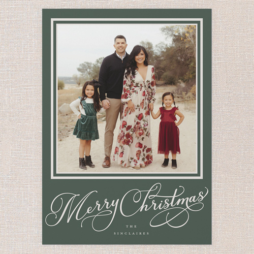 Signed Impressions Holiday Card, Green, none, 5x7 Flat, Christmas, Pearl Shimmer Cardstock, Square, Green