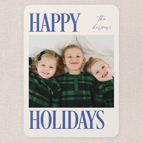 Serene Signature Holiday Card, none, Blue, 5x7 Flat, Holiday, 100% Recycled Cardstock , Rounded, Cobalt